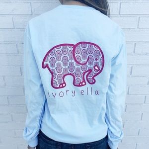 Ivory Ella baby blue pink hamsa top